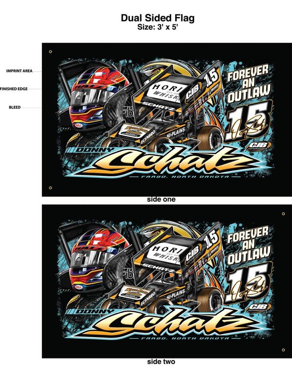 Double Sided Flag 3'x5' CJB/Donny Schatz