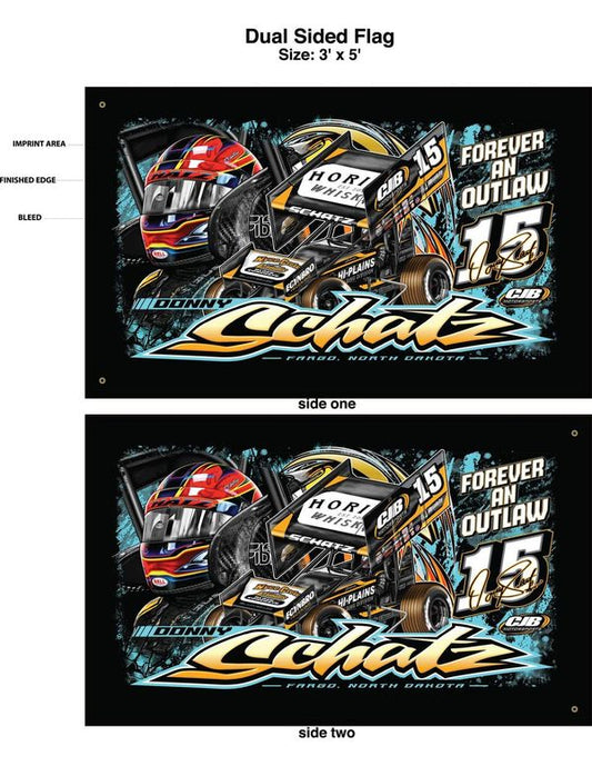 Double Sided Flag 3'x5' CJB/Donny Schatz