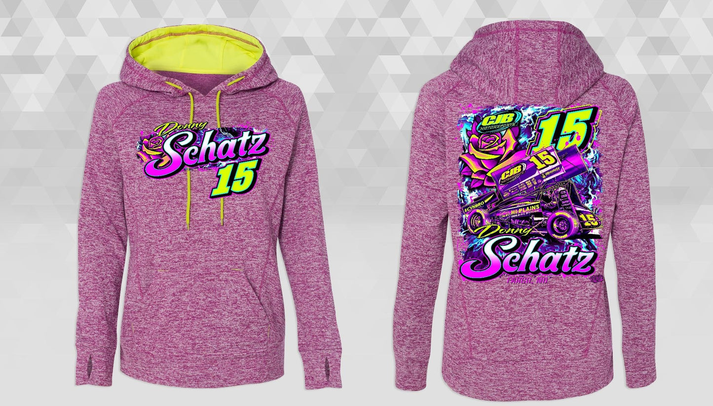 Magenta J America Cosmic Fleece Hoodie in Neon Petal Design
